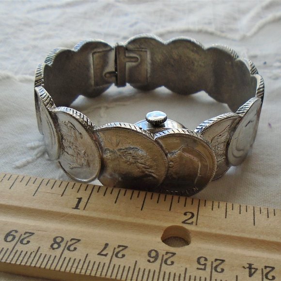 Vintage Norman bangle coin watch swiss made